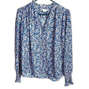 sale COOPER & Ella Blue Ditsy Floral Button Down Pleasant Blouse S